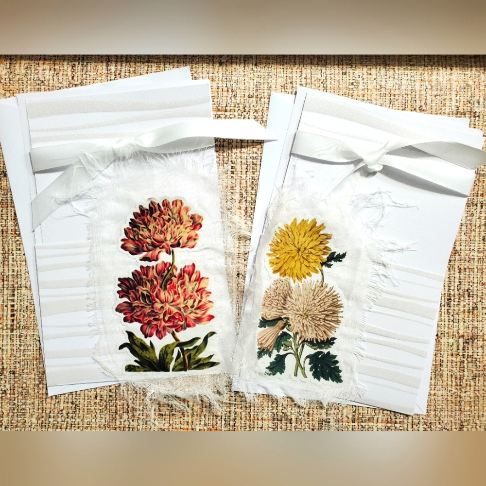 😀 HAND CRAFTED Set of 2 note card pockets with cards inside and envelope